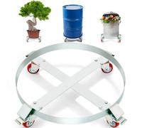 VEVOR Carrello Base Rotondo per Trasporto Bombole Fusto Vaso di Piante Carichi Pesanti Capienza Max. 454kg per Fusto di Capacità Max. 250 Litri, Carrello Circolare con Ruote per Trasporto Fusto Piante