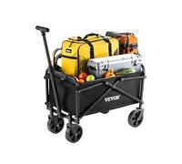 VEVOR Carrello da Campeggio Portatile da 80 L e 90,72 kg con Ruote per Tutti Terreni, Carrello Multiuso per Esterni Resistente con Maniglia Regolabile, per Spiaggia, Alimentari, Giardino, Nero