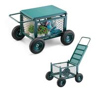 VEVOR Carrello da Giardino con Ruote in PP Contenitore Portaoggetti, Carico max. 181 kg, Sedile da Lavoro Carrello per Giardinaggio, Tosaerba, Piantagione, 760 x 520 x 440 mm