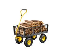 VEVOR Carrello da Giardino in Acciaio 226,8 kg Carrello da Giardino per Impieghi Gravosi Trainabile su Ruote, Carrello Giardino in Metallo, Pneumatici 254 mm per Tutti Terreni, Lati Rimovibili in Rete