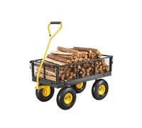 VEVOR Carrello da giardino in acciaio da 226,8 kg, resistente carrello da giardino estraibile su ruote, carrello da giardino in metallo con pneumatici da 25,4 cm, lati rimovibili in rete e manico