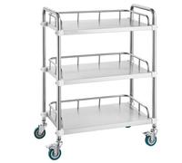 VEVOR Carrello da Laboratorio, Carrello da Laboratorio in Acciaio Inox a 3 Ripiani, Carrello da Laboratorio, Carrello di Utilità per Clinica, Laboratorio, Ospedale, Salone
