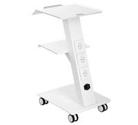 VEVOR Carrello da laboratorio, carrello per servizi medici con presa integrata, 3 strati, con ruote girevoli, portata 100 kg, per laboratorio, clinica, salone di bellezza, salone