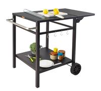 VEVOR Carrello da Pranzo per BBQ da Esterno con Doppio Ripiano, Tavolo Mobile per la Preparazione degli Alimenti per Barbecue, Piano Multifunzionale in Ferro Pieghevole, Carrelli Modulari per Esterno