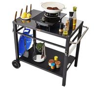 VEVOR Carrello da Pranzo per Barbecue Feste all'Aperto Ripiano Doppio 2 Ruote