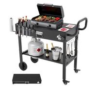 VEVOR Carrello da Pranzo per BBQ da Esterno da 787 x 432 mm, Tavolo da Cucina Pieghevole per Esterni con Porta Fazzoletti, Ruote, Portautensili Magnetico, Tavoli per Picnic, Cucina, Cortile