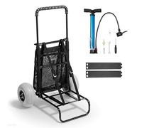 VEVOR Carrello da Spiaggia con Grandi Ruote per Sabbia, Portapacchi 510 x 370mm, Carrello Trasporto Pieghevole Ruote per Palloncini da 228,6mm, 74,8kg, Altezza 690-1140mm, per Spiaggia, Campeggio
