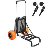 VEVOR Carrello da spiaggia con grandi ruote solide, 75,9 x 39,1 cm, 30,5 cm di diametro, 74,8 kg di carico, pieghevole e altezza regolabile da 68,6 cm a 113,5 cm