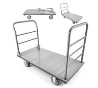 VEVOR Carrello da Trasporto a Piattaforma Capacità Carico max. 1202,02 kg, Carrello con Pianale Maniglia Doppia Pianale per Trasporto di Pacchi Merci Traslochi 1220 x 610 x 920 mm Ruote Girevoli
