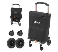 VEVOR Carrello della Spesa Pieghevole a 4 Ruote con Borsa Rimovibile Nero