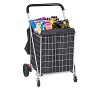 VEVOR Carrello della Spesa Pieghevole, capacità di Carico 200 libbre, Carrello per la Spesa con Ruote Girevoli e Borsa, Carrello Portabiancheria Pieghevole per Leggero Pieghevole, Argento