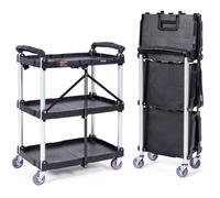 VEVOR Carrello di Servizio 65x39x83cm Carrello a Mano Multiuso 3 Ripiani Capacità Totale 74,8kg, Carrello a Portata con Ruote Girevoli 360° 2 Ruote con Freni, Carrello Portaoggetti da Garage Giardino