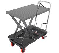 VEVOR Carrello Elevatore Idraulico, Capacità 230kg, Altezza di Sollevamento 220-720 mm, Piattaforma Elevatore Manuale a Forbice Singola con Cuscinetto Antiscivolo, Carrello Idraulico a Forbice Nero