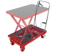 VEVOR Carrello Elevatore Idraulico, Capacità 230kg, Altezza di Sollevamento 220-720 mm, Piattaforma Elevatore Manuale a Forbice Singola con Cuscinetto Antiscivolo, Carrello Idraulico a Forbice Rosso