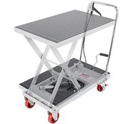 VEVOR Carrello Elevatore Idraulico, Capacità 230kg, Altezza di Sollevamento 220-720 mm, Piattaforma Elevatore Manuale a Forbice Singola con Cuscinetto Antiscivolo, Carrello Idraulico a Forbice Grigio