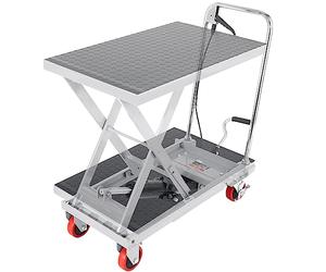 VEVOR Carrello Elevatore Idraulico, Capacità 230kg, Altezza di Sollevamento 220-720 mm, Piattaforma Elevatore Manuale a Forbice Singola con Cuscinetto Antiscivolo, Carrello Idraulico a Forbice Grigio
