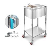 VEVOR Carrello Frigo con Ruote, 510 x 360 x 970 mm, Contenitore per Ghiaccio in Acciaio Inox su Ruote, Carrello Frigo da Esterno da 28 Litri con Ripiano, per Patio, Cortile, Bar per Feste