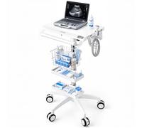 VEVOR Carrello Medico Altezza Regolabile con Portata Max di 30 kg a 5 Ruote | Sollevamento Pneumatico, Ideale per Cliniche Ospedali e Laboratori, con 2 Vassoi Portaoggetti e 1 Cestino, Supporto Stabile