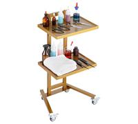 VEVOR Carrello mobile a 2 ripiani in acciaio inox, con 4 ruote silenziose, per laboratorio, clinica, ospedale, salone, oro, giallo, 39,5 x 48 x 84,9 cm