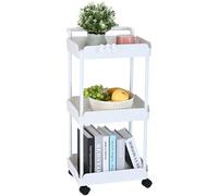 VEVOR Carrello Multiuso 3 Ripiani a Rotelle Carrello Portaoggetti 370x355x761 mm Ruote Bloccabili Carico Max. 45kg, Carrello Mobile Materiale PP Portaoggetti Salvaspazio Ufficio Cucina Colore Bianco