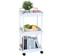 VEVOR Carrello Multiuso 3 Ripiani a Rotelle Carrello Portaoggetti 370x355x761 mm Ruote Bloccabili Carico Max. 45kg, Carrello Mobile Materiale PP Portaoggetti Salvaspazio Ufficio Cucina Colore Bianco