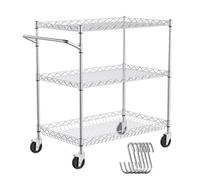 VEVOR Carrello multiuso a 3 livelli Carrello su ruote 76,2 x 45,8 x 82,3 cm 300 kg 6 ganci