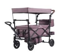 VEVOR Carrello Passeggino per 2 Bambini, Pieghevole, da Spingere e Tirare | Maniglione Regolabile, Cinture di Sicurezza, Capottina Rimovibile, 4 Ruote con Freni, per Campeggio e Parco, Viola Scuro