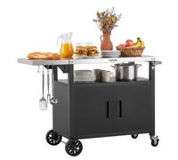 VEVOR Carrello per Barbecue da Esterno, Tavolo Carrello Portaoggetti Ripiano Preparazione Piatti Cibi 124 cm, Mobiletto con Ruote Impermeabile da Giardino Cortile Picnic Campeggio Isola Cucina
