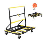 VEVOR Carrello per Cartongesso, Capacità di Carico 816 kg, in Acciaio con 4 Ruote Girevoli e Piano Espandibile, Carrello per Pannelli con Piattaforma Pieghevole con Cinghia di Fissaggio