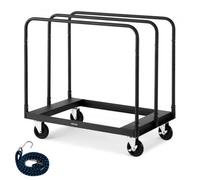 VEVOR Carrello per Cartongesso, Carico 816 kg, Carrello per Pannelli in Acciaio con Ruote da 12,5 mm, per Cartongesso in Legno con Cinghia di Ancoraggio e 3 Corrimano Laterali per Garage, Nero