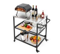 VEVOR Carrello per Griglia da Esterno in Acciaio Inossidabile da 800 x 610 mm, con 4 Ruote e Maniglia Laterale, Due Ripiani in Rete, Tavoli per la Preparazione del Barbecue per Patio e Giardino