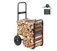 VEVOR Carrello per legna da ardere, 113,4 kg, per esterni e interni, con ruote pneumatiche, trasportatore in acciaio resistente, supporto per camino