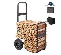 VEVOR Carrello per legna da ardere, 113,4 kg, per esterni e interni, ruote in PU, panno impermeabile, supporto in acciaio resistente, supporto per legna da ardere per camino