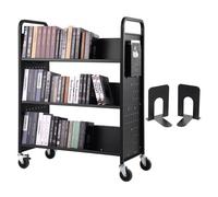 VEVOR Carrello Nero 3 Ripiani Forma V da Libreria Biblioteca Carico max. 150kg