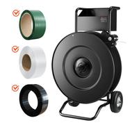 VEVOR Carrello per Reggiatura, per Bobine di Reggette in PET/PP/Acciaio con Dimensioni del Nucleo di 20,3/40,6 cm, Distributore di Reggette Dotato di Freno a Tamburo, Vassoio Integrato