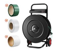 VEVOR Carrello per Reggiatura, per Bobine di Reggette in PET/PP/Poliestere con Dimensioni del Nucleo di 20,3/40,6 cm, Distributore di Reggette Dotato di Sistema Frenante Aggiornato Vassoio Integrato