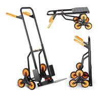 VEVOR Carrello per scale 200 kg Carrello a mano pieghevole per scalare scale con doppia maniglia 6 ruote 2 corde elastiche per trasporto, magazzino, aeroporto, centro commerciale, traslochi, ufficio