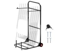 VEVOR Carrello per sedia pieghevole, 45 kg, robusto carrello per sedia per appendere 10 sedie, carrello per sedia in metallo con ruote in gomma, supporto per sedia scorrevole, nero opaco