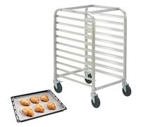 VEVOR Carrello per Teglie per Panetteria e Pasticceria 10 Livelli, Scala per Teglie per Pasticceria Commerciale su Ruote, Carrello per Stoccaggio in Alluminio, Cottura del Pane, 66x51,5x98,5 cm