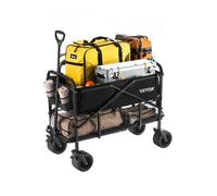 VEVOR Carrello Pieghevole a Due Piani, Carrello Multiuso per Carichi Pesanti da 300 L con Ruote Adatte a Tutti Terreni, Capacità di Peso di 204,12 kg per Campeggio, Sport, Shopping, Nero