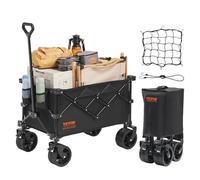 VEVOR Carrello Pieghevole in Tessuto Oxford 600D con 4 Ruote Carico 120 kg ca., Carrello Portaoggetti Colore Nero 890 x 540 x 1080 mm da Giardino Spiaggia Pesca Campeggio, Carrello da Spiaggia 150 L