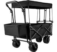 VEVOR Carrello Pieghevole per Vagoni in Nero, Carretto Pieghevole Portatile da Giardino Esterno Capacità da 100KG, Carrello da Trasporto della Spesa Adatto per Viaggi, Vacanze, Giardino e Campeggio