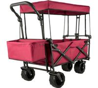 VEVOR Carrello Pieghevole per Vagoni in Rosso, Carretto Pieghevole Portatile da Giardino Esterno Capacità da 100KG, Carrello da Trasporto della Spesa Adatto per Viaggi, Vacanze, Giardino e Parco