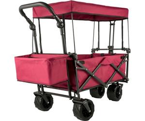 VEVOR Carrello Pieghevole per Vagoni in Rosso, Carretto Pieghevole Portatile da Giardino Esterno Capacità da 100KG, Carrello da Trasporto della Spesa Adatto per Viaggi, Vacanze, Giardino e Parco