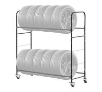 VEVOR Carrello Porta-Pneumatici con Ruote a 2 Ripiani, Rimorchio per Garage, Carrello Porta-Pneumatici in Acciaio con Copertura Protettiva Altezza Regolabile Contiene Fino a 12 Pneumatici Standard