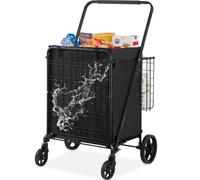 VEVOR Carrello Portabiancheria con 4 Ruote Cesto per Lavanderia Portabiancheria con Cesto Posteriore Portaoggetti Carico Max. 150,5 kg, Cestino Portabiancheria Dimensioni Generali 638 x 662 x 1053 mm