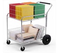 VEVOR Carrello Portadocumenti Mobile a 2 Livelli Dimensioni 95 x 57 x 97 cm, con Ruote Bloccabili, Ideale per Archivi e Trasporto da Ufficio, Struttura Robusta in Rete Metallica con Portata di 120 kg