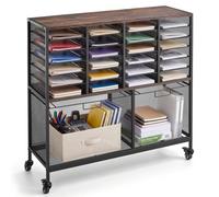 VEVOR Carrello Portadocumenti Mobile con 24 Scomparti e Ruote Bloccabili, Adatto per Casa Ufficio e Aula, Ampia Capacità di Archiviazione, per Cartelle e Posta, Portata Massima 120 kg, Colore Nero