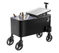 VEVOR Carrello Portaghiaccio, da 75,71 Lcon Ruote, Maniglia Telescopica a 2 Stadi e 2 Ruote Girevoli, Tavolo Portatile per Spiaggia, Patio, Bar, Carrello da Parco all'Aperto su Ruote, Nero