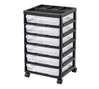 VEVOR Carrello Portaoggetti con Ruote per Album di Ritagli, 6 Ripiani, Carrello Portaoggetti Multistrato con Ruote, Struttura Nera con 6 Custodie Trasparenti 4 Ruote Rimovibili per Articoli per Arti